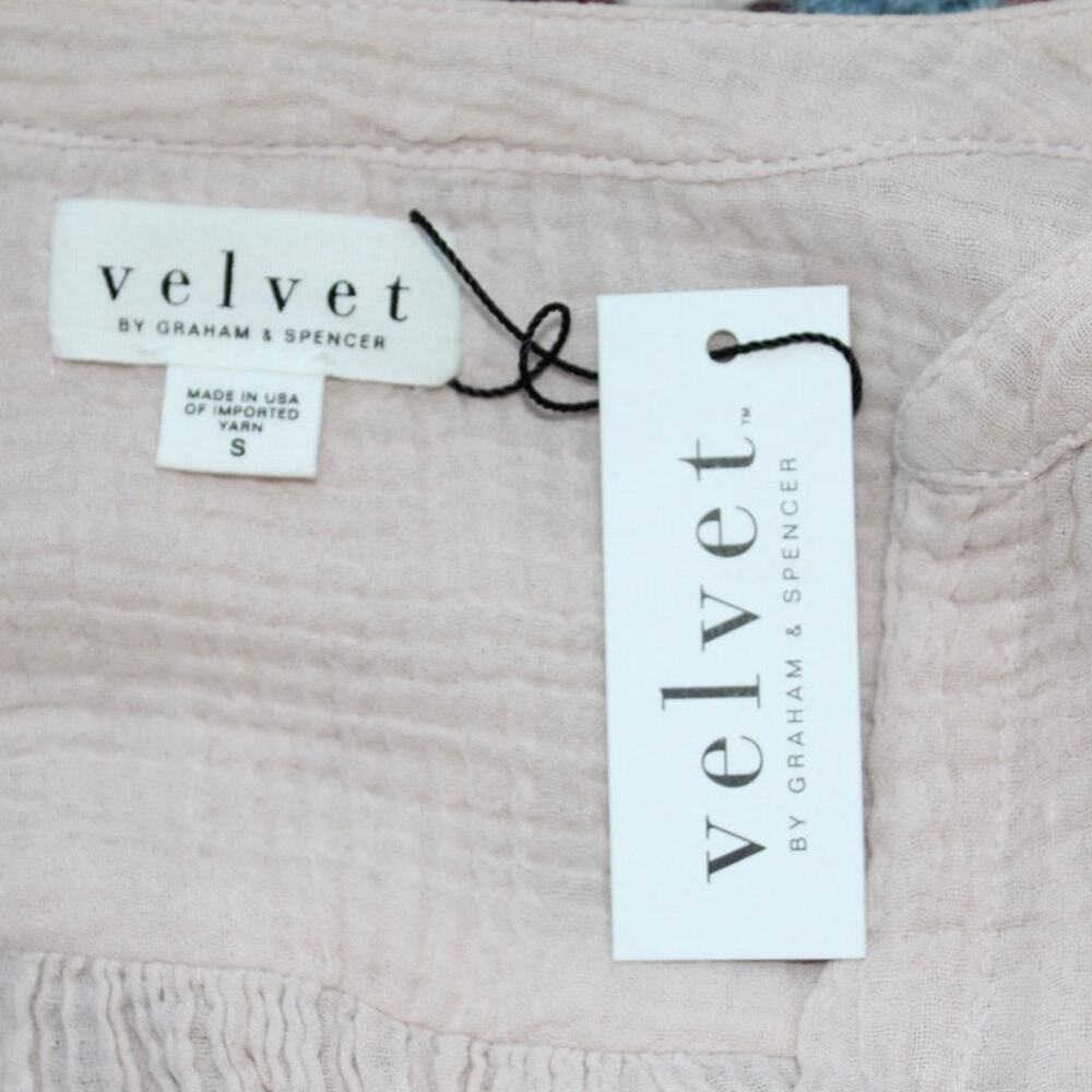 NWT Velvet by Graham & Spencer Blush Gauze Button Front Drawstring Dress Small - Picture 3 of 3
